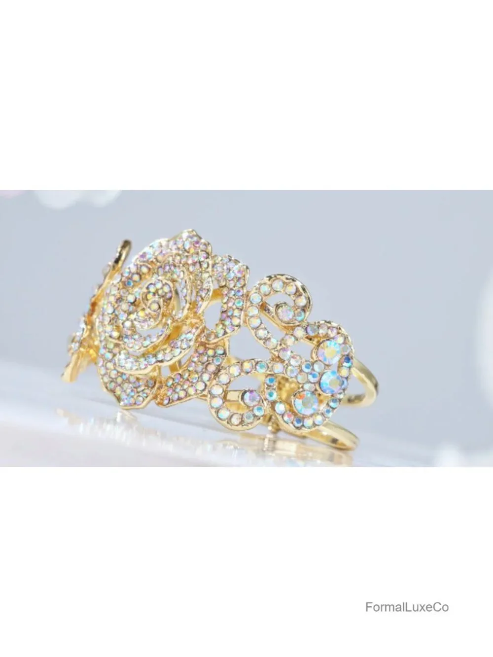 Crystal Flower Butterfly Bangle Bracelet Women Prom Party Jewelry
